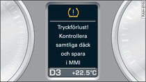 Kombiinstrument: kontrollampa med hjälpmeddelande (exempel)